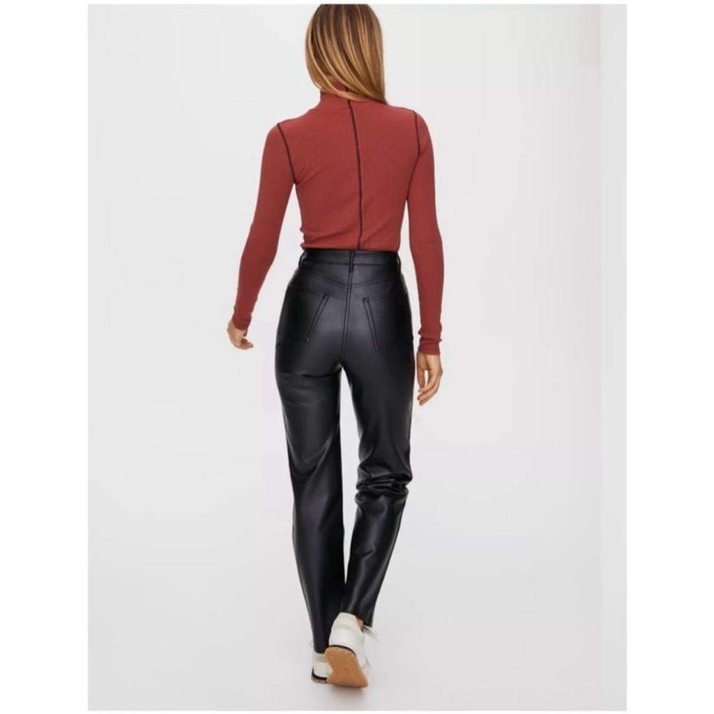 NEW Aritzia Wilfred Melina Pant Vegan Leather High Rise Straight Leg - Picture 3 of 9